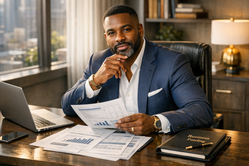 Black entrepreneur discussing business funding strategies with a financial coach