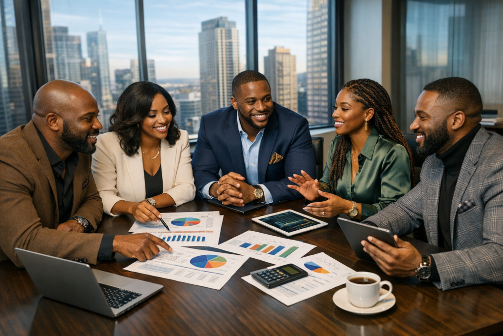 Black entrepreneur discussing business funding strategies with a financial coach