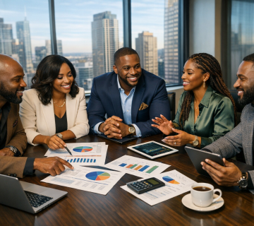 Black entrepreneur discussing business funding strategies with a financial coach