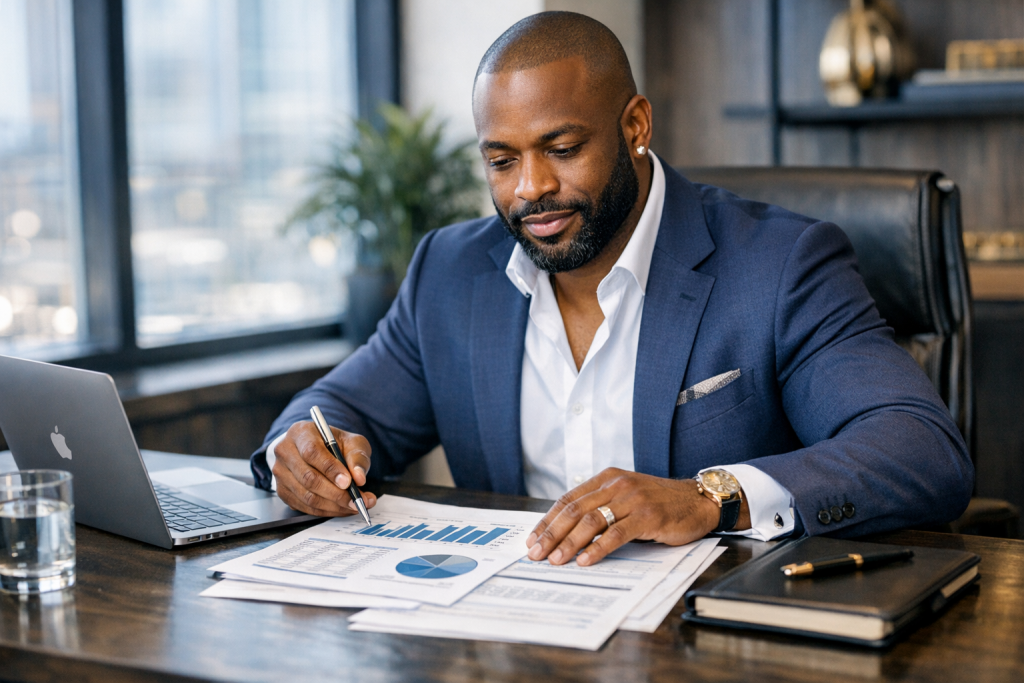 Black entrepreneur discussing business funding strategies with a financial coach